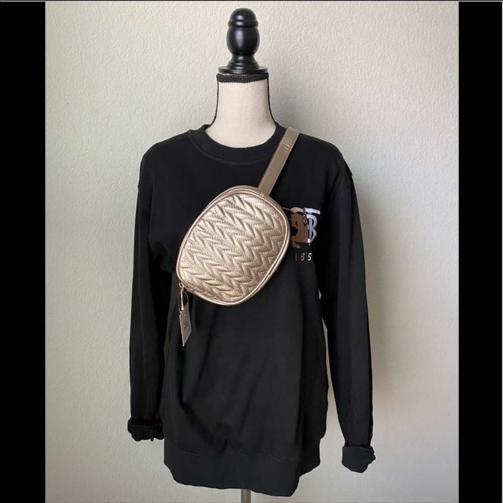 Bella B Chevron Quilted Belt Bag in Gold